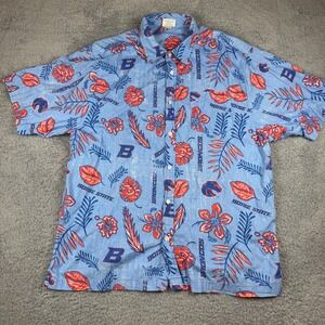 Wes and Willy Boise State Broncos Floral Shirt Button Up Hawaiian Shirt 2XL Flaw